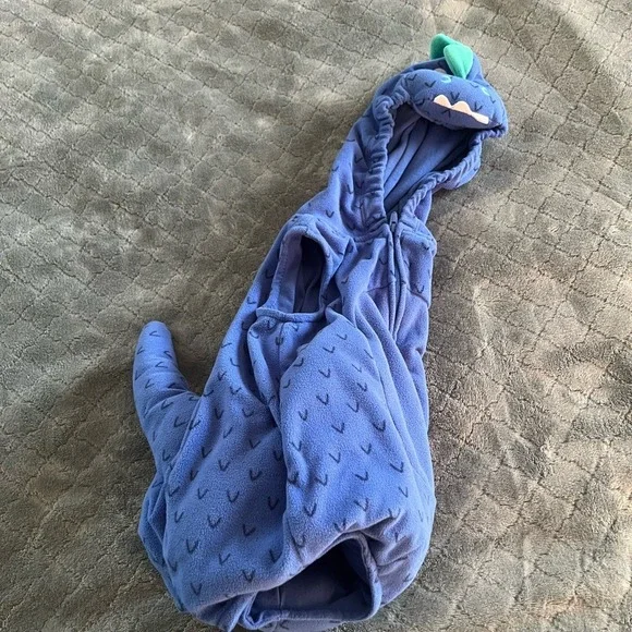 Carters Blue‎ Dinosaur Fleece Hooded Costume Romper 6-9 Months Baby - Picture 4 of 5